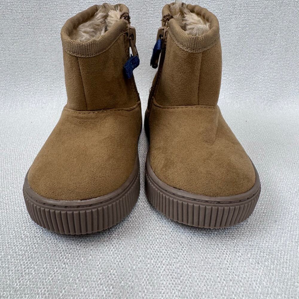 Cat & Jack Toddler Boys Tan Faux Leather FurModel Arias Zipper Ankle Boot Size 5